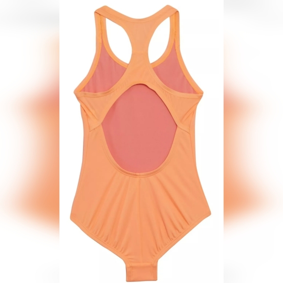 Nike Girls Racerback One Piece Swimsuit, Orange, Girls L - Picture 2 of 2